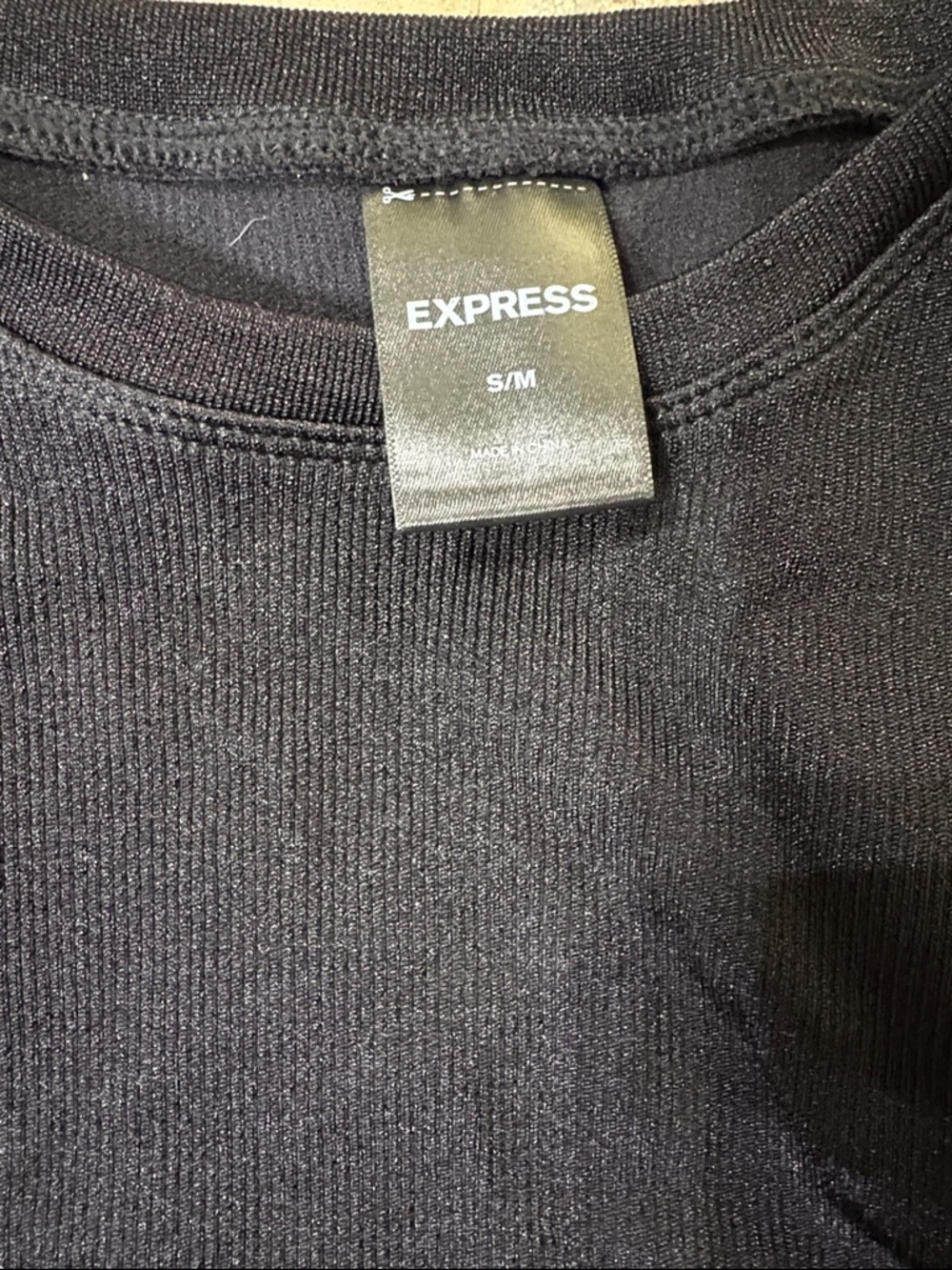 Express Black Ribbed Cropped Tank - Picture 2 of 4